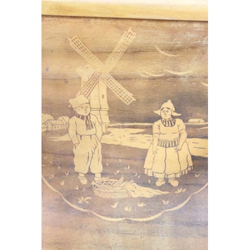 650 - Mid century Bentwood Child’s Rocking Chair decorated with a Dutch Boy and Girl, 36cm wide x 44cm hig... 