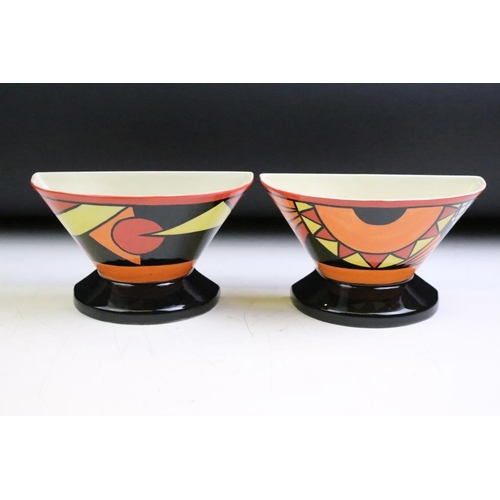 9 - Lorna Bailey for Old Ellgreave Pottery - Two Lorna Bailey wall pockets of 'footed' form, in the Bauh... 