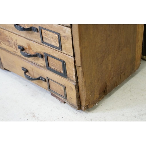 582 - Pine Tall Chest of Thirty Four Drawers, formerly from a Hardware Shop, 92cm wide x 35cm deep x 167cm... 