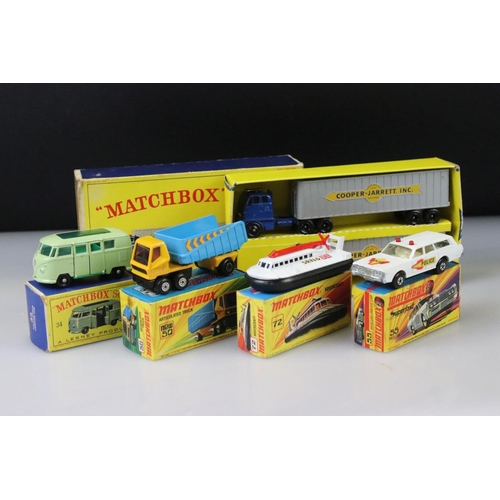 1368 - Boxed Matchbox Series Major Pack M9 Inter-State Double Freighter diecast model set, plus 4 x boxed M... 