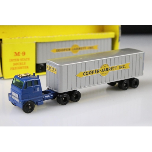 1368 - Boxed Matchbox Series Major Pack M9 Inter-State Double Freighter diecast model set, plus 4 x boxed M... 