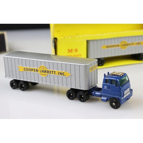 1368 - Boxed Matchbox Series Major Pack M9 Inter-State Double Freighter diecast model set, plus 4 x boxed M... 