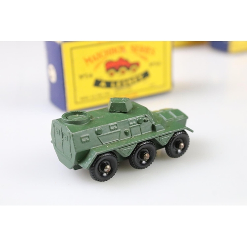 1369 - 10 Boxed Matchbox Lesney 75 Series diecast models to include 1 Diesel Road Roller, 49 Army Half Truc... 