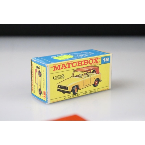 1370 - Nine boxed Matchbox 75 Series diecast models to include 18 Field Car, 19 Lotus Racing Car, 66 Greyho... 