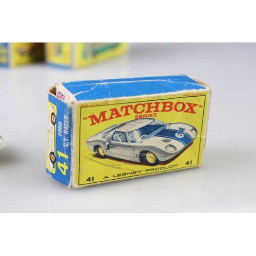 1370 - Nine boxed Matchbox 75 Series diecast models to include 18 Field Car, 19 Lotus Racing Car, 66 Greyho... 