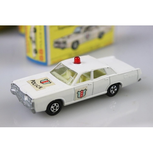 1371 - 14 Boxed Matchbox Lesney Superfast diecast models to include 45 Ford Group 6, 55 Police Car, 62 Merc... 