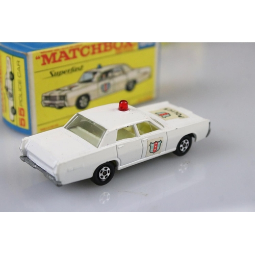 1371 - 14 Boxed Matchbox Lesney Superfast diecast models to include 45 Ford Group 6, 55 Police Car, 62 Merc... 