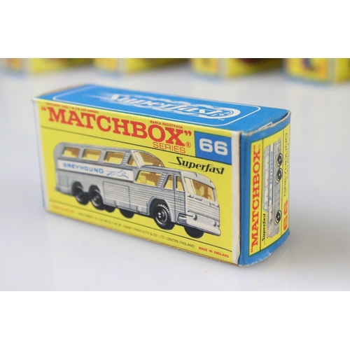 1371 - 14 Boxed Matchbox Lesney Superfast diecast models to include 45 Ford Group 6, 55 Police Car, 62 Merc... 