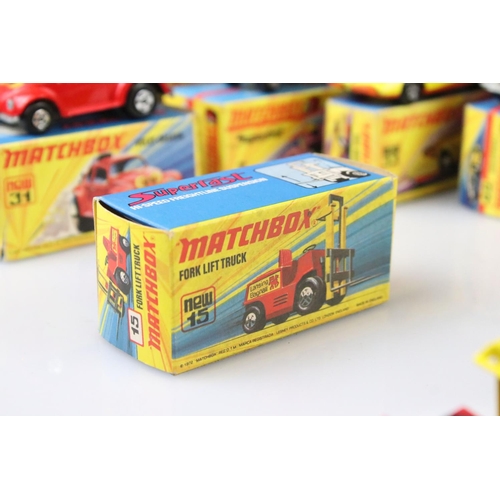 1372 - 17 boxed Matchbox Superfast diecast models to include 48 Pi-Eyed Piper, 74 Toe Joe, 31 Volks-Dragon,... 