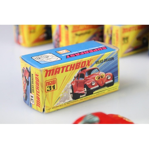 1372 - 17 boxed Matchbox Superfast diecast models to include 48 Pi-Eyed Piper, 74 Toe Joe, 31 Volks-Dragon,... 