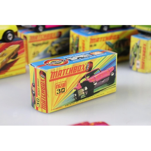 1372 - 17 boxed Matchbox Superfast diecast models to include 48 Pi-Eyed Piper, 74 Toe Joe, 31 Volks-Dragon,... 