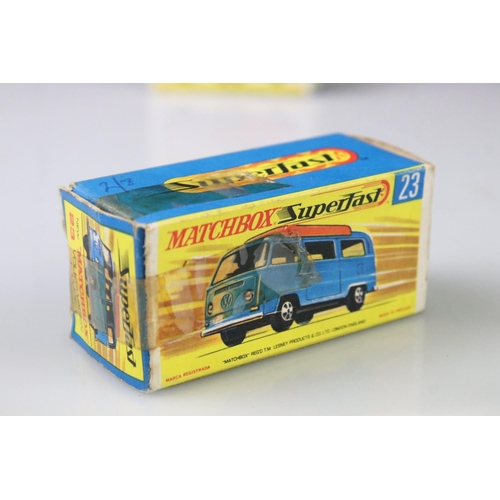 1375 - 17 Boxed Matchbox Superfast diecast models to include 15 Volkswagen, 12 Safari Land Rover, 27 Merced... 