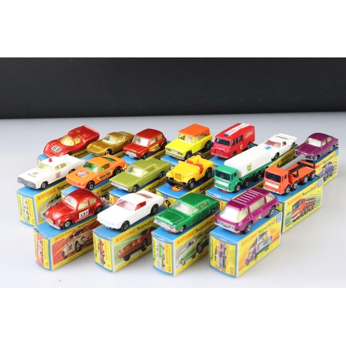 1376 - 17 Boxed Matchbox Superfast diecast models to include 41 Ford GT, 29 Racing Mini, 57 Landrover Fore ... 