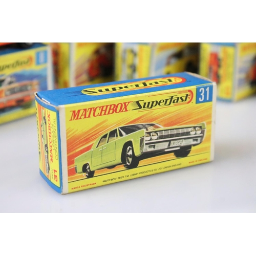 1376 - 17 Boxed Matchbox Superfast diecast models to include 41 Ford GT, 29 Racing Mini, 57 Landrover Fore ... 