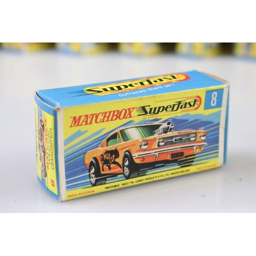 1376 - 17 Boxed Matchbox Superfast diecast models to include 41 Ford GT, 29 Racing Mini, 57 Landrover Fore ... 