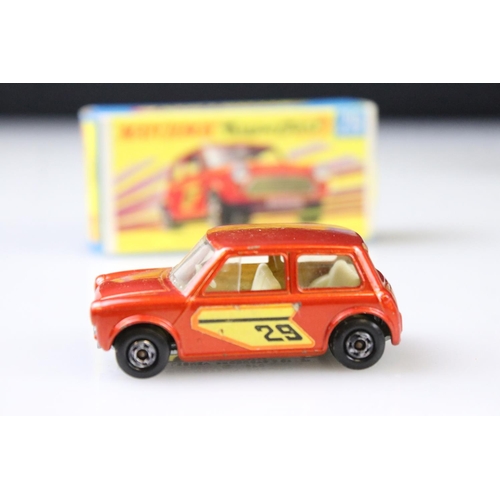 1376 - 17 Boxed Matchbox Superfast diecast models to include 41 Ford GT, 29 Racing Mini, 57 Landrover Fore ... 