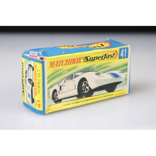 1376 - 17 Boxed Matchbox Superfast diecast models to include 41 Ford GT, 29 Racing Mini, 57 Landrover Fore ... 