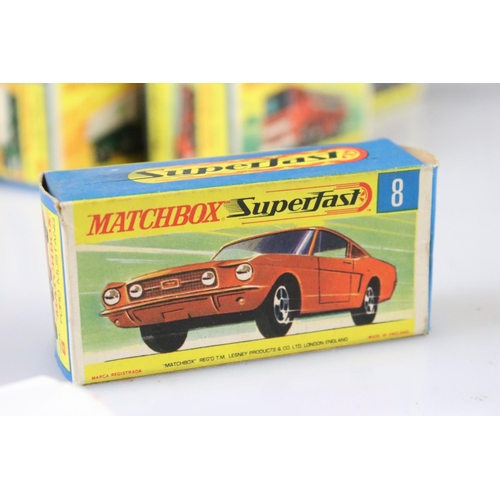 1376 - 17 Boxed Matchbox Superfast diecast models to include 41 Ford GT, 29 Racing Mini, 57 Landrover Fore ... 