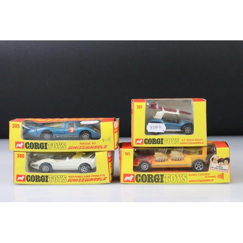 1378 - Four boxed Corgi Whizzwheels diecast models to include 381 GP Beach Buggy, 385 Porsche 917, 380 Alfa... 