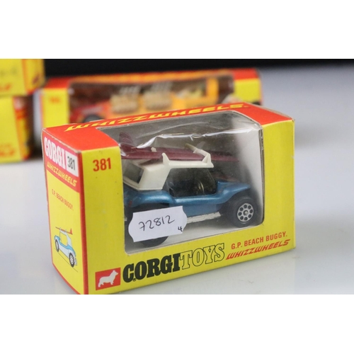 1378 - Four boxed Corgi Whizzwheels diecast models to include 381 GP Beach Buggy, 385 Porsche 917, 380 Alfa... 