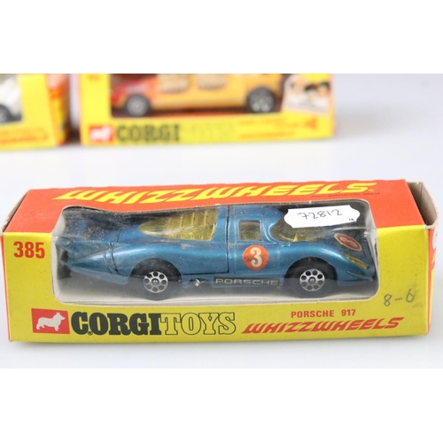 1378 - Four boxed Corgi Whizzwheels diecast models to include 381 GP Beach Buggy, 385 Porsche 917, 380 Alfa... 