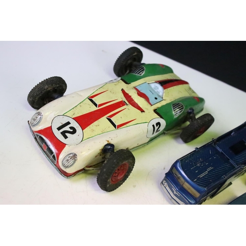 1464 - Group of five mid 20th C play worn diecast / tinplate models to include Corgi Major Ecurie Ecosse Ra... 