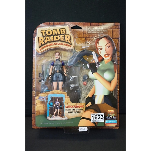 1623 - Boxed Mattel Barbie Collection Grease C4773 Sandy Olsson and a carded Playmates Lara Croft Tomb Raid... 