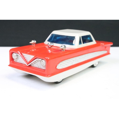 442 - Boxed HIS (Hong Kong) battery operated No R3317 Amphibious Car plastic model in red & white, vg with... 