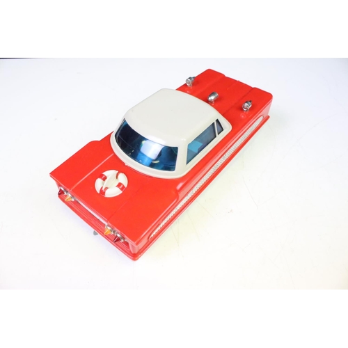 442 - Boxed HIS (Hong Kong) battery operated No R3317 Amphibious Car plastic model in red & white, vg with... 