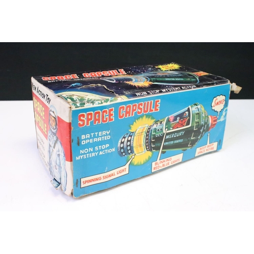 444 - Boxed S.H. Horikawa Japanese Space Capsule battery operated tinplate model, circa 1960s, with seated... 