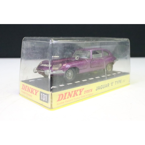 1380 - Seven cased Dinky diecast models to include 131 Jaguar E Type 2+2, 188 Jensen FF, 221 Corvette Sting... 