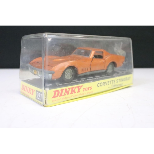 1380 - Seven cased Dinky diecast models to include 131 Jaguar E Type 2+2, 188 Jensen FF, 221 Corvette Sting... 