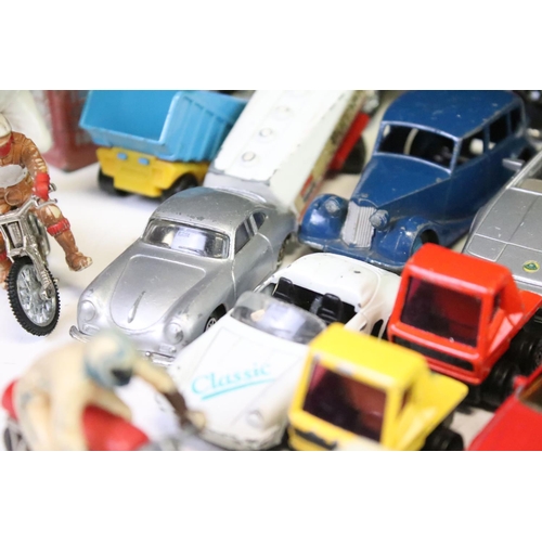 1473 - Quantity of play worn diecast models from the mid 20th C onwards to include Britains Motorbikes, Din... 