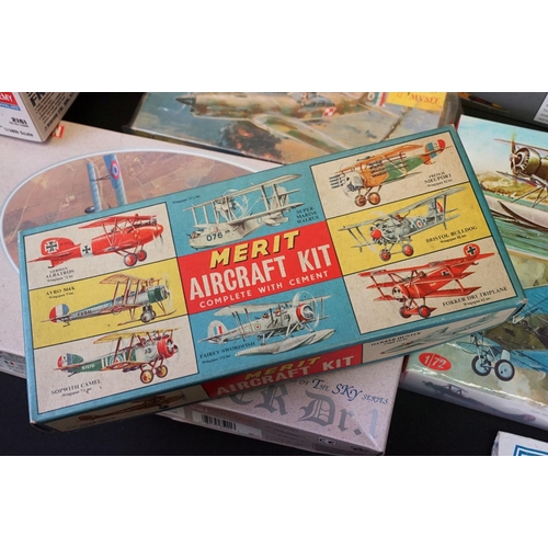 325 - 21 Boxed & unbuilt plastic aircraft model kits, mostly 1:48 to 1:72 scale, to include Frog, Merit, H... 