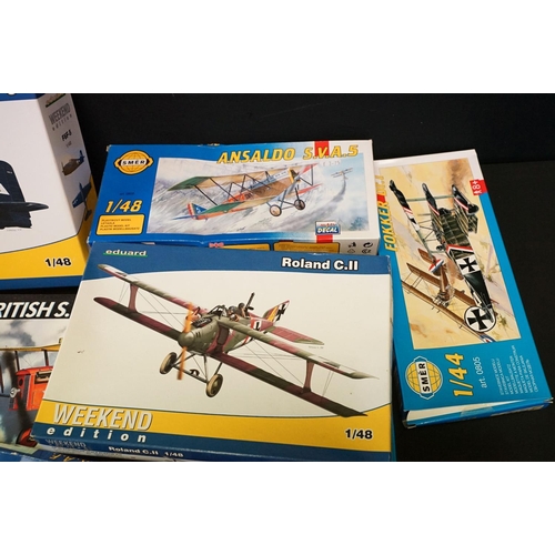 327 - 20 Boxed & unbuilt plastic model kits, mostly aircraft, to include 3 x Monogram (2 x 74012 British S... 