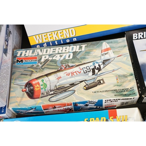 327 - 20 Boxed & unbuilt plastic model kits, mostly aircraft, to include 3 x Monogram (2 x 74012 British S... 