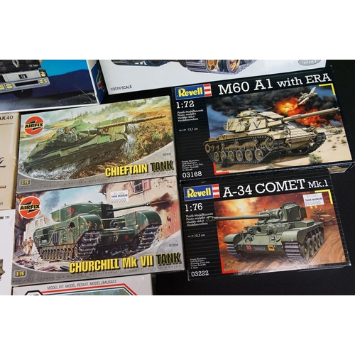 329 - Nine boxed & unbuilt plastic model kits to include sealed Academy 1365 Warrior MCV, 2 x Italeri (No ... 