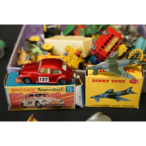 1409 - 25 Mid 20th C play worn Dinky diecast models to include 110 Aston Martin, 108 MG Midget, 111 Triumph... 