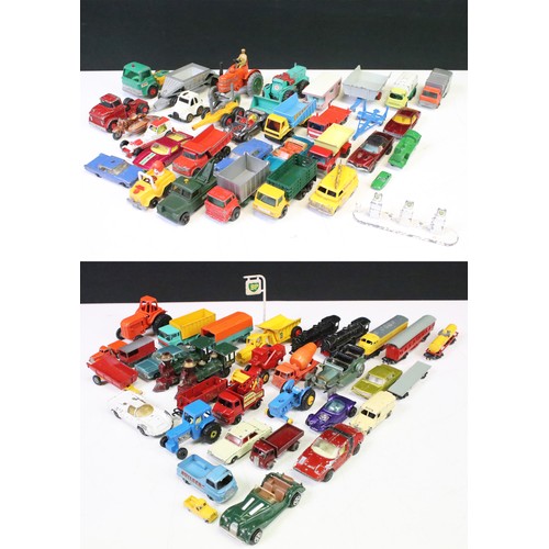 1465 - Around 60 mid 20th C onwards play worn diecast models, mostly Matchbox Lesney examples, also featuri... 