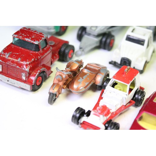 1465 - Around 60 mid 20th C onwards play worn diecast models, mostly Matchbox Lesney examples, also featuri... 