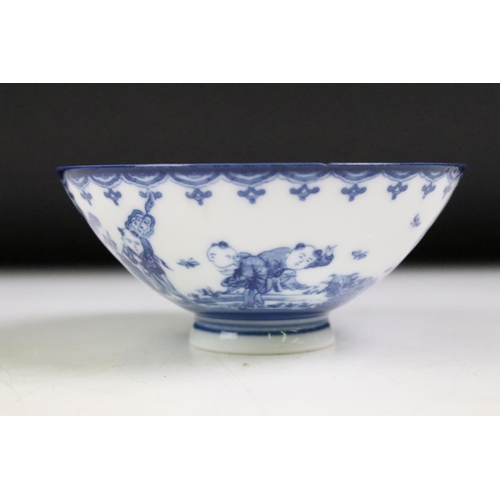 30 - Group of assorted Chinese and Japanese blue and white ceramics to include a Japanese  dish with land... 