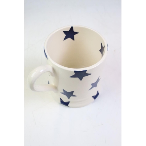 33 - Pair of Emma Bridgewater Mugs decorated in the blue pusseycat and star pattern, 10cm high