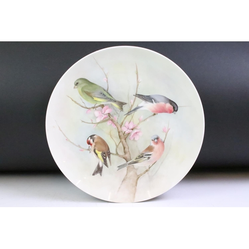 39 - Jean Evans - 1970s seven hand painted porcelain plates featuring assorted birds. All signed. Jean Ev... 