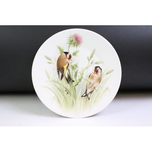 39 - Jean Evans - 1970s seven hand painted porcelain plates featuring assorted birds. All signed. Jean Ev... 