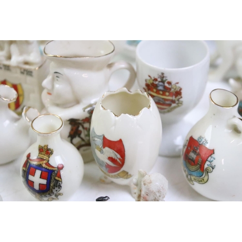 41 - Collection of crested ware ceramics together with a selection of ceramic thimbles including Royal Do... 