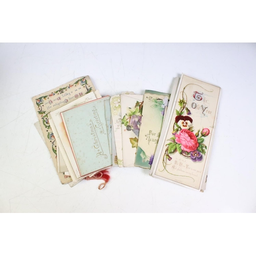 448 - Collection of late 19th / early 20th century greetings cards to include Christmas and remembrance ex... 