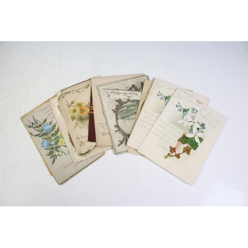 448 - Collection of late 19th / early 20th century greetings cards to include Christmas and remembrance ex... 