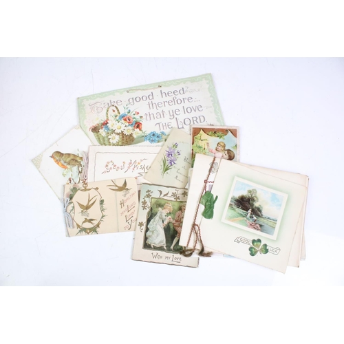 448 - Collection of late 19th / early 20th century greetings cards to include Christmas and remembrance ex... 