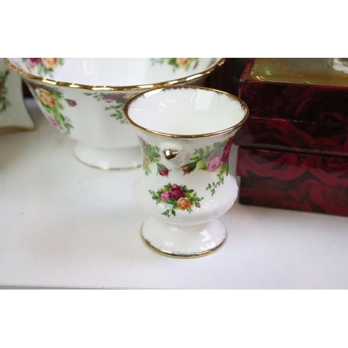 22 - Group of Royal Albert Old Country Roses ceramics to include four photo frames and spill vases, toget... 