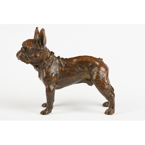 221 - An ornamental bronze figure of a French bulldog, stands approx 6cm in height.